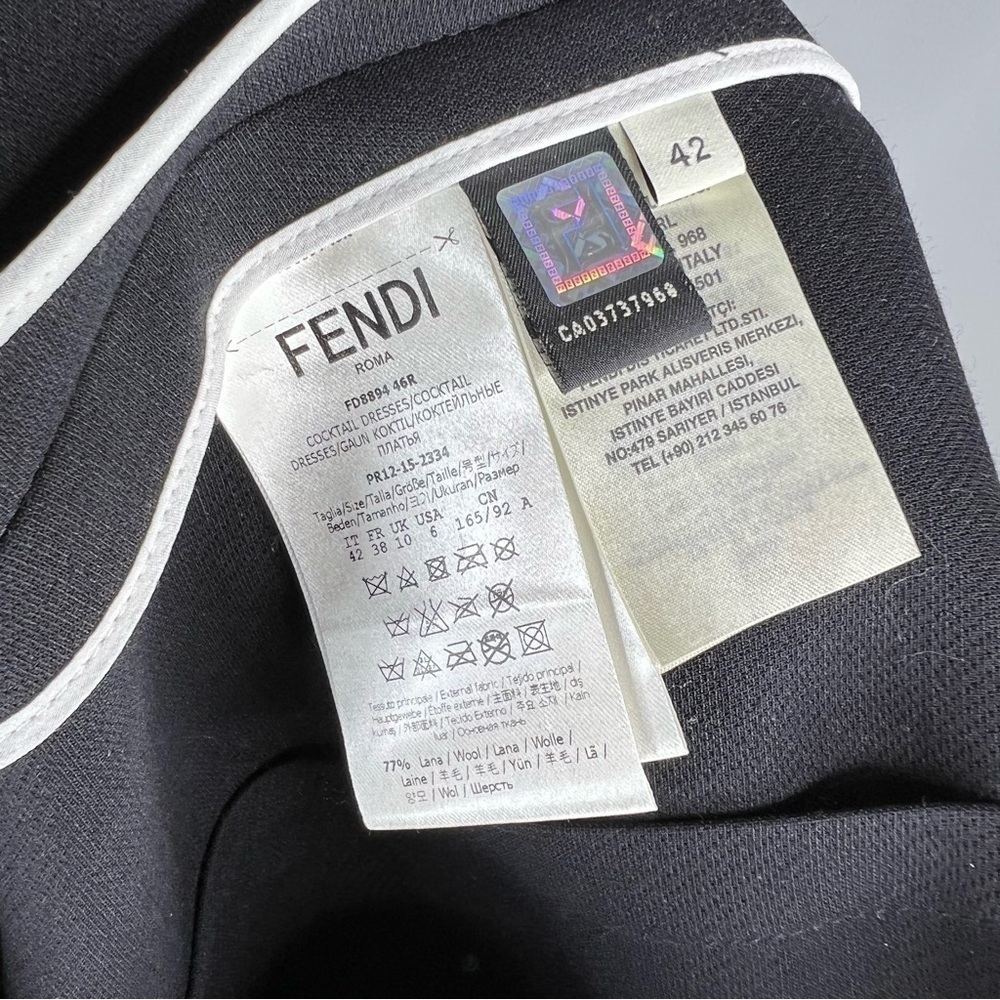NWT Fendi Monster Eyes Embellished Black Leather Wool Cocktail Dress 42 6 - Picture 13 of 15